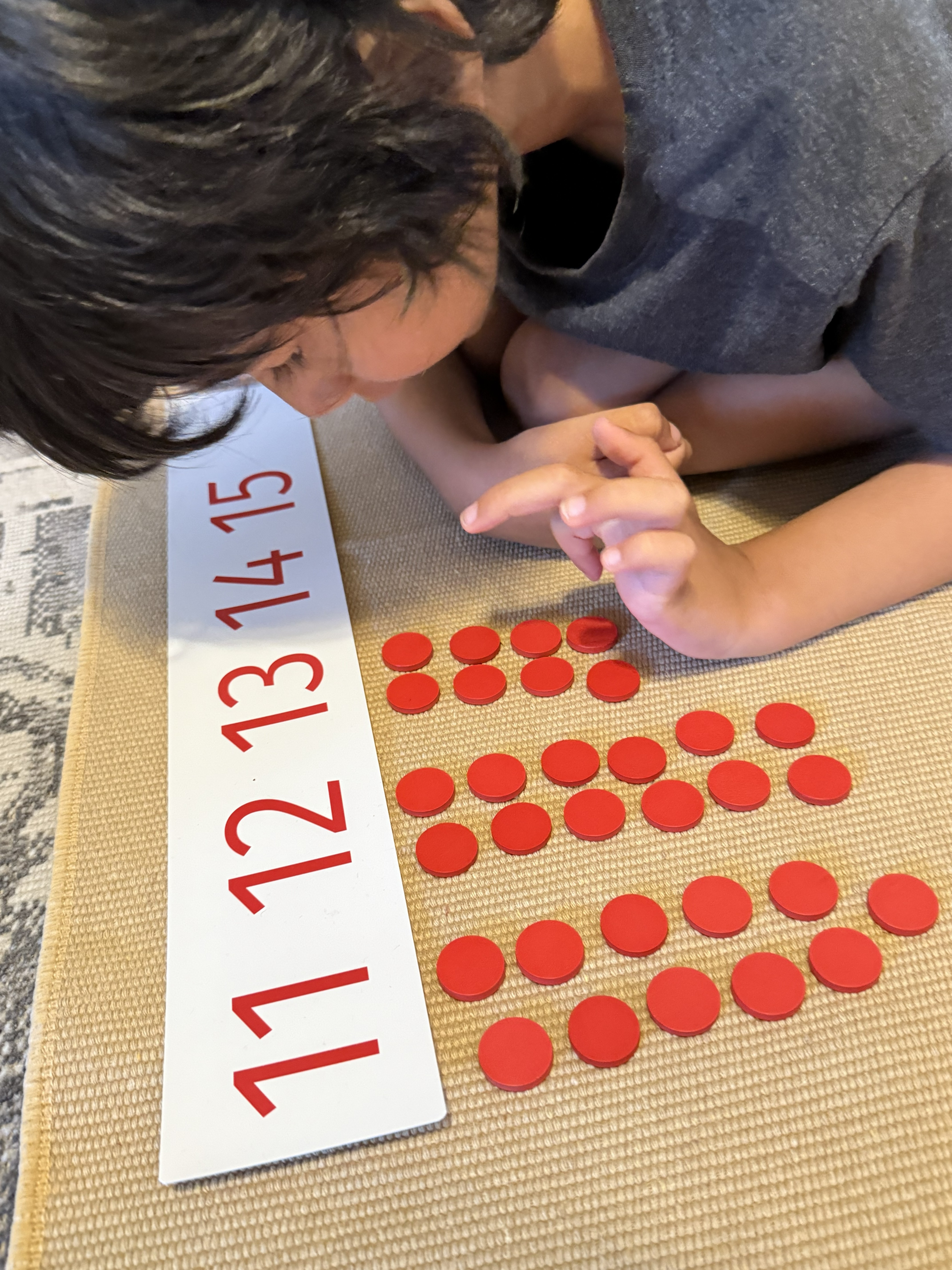 Child working with Montessori materials